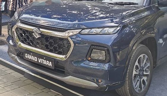 Maruti Suzuki Grand Vitara on display in a tech park