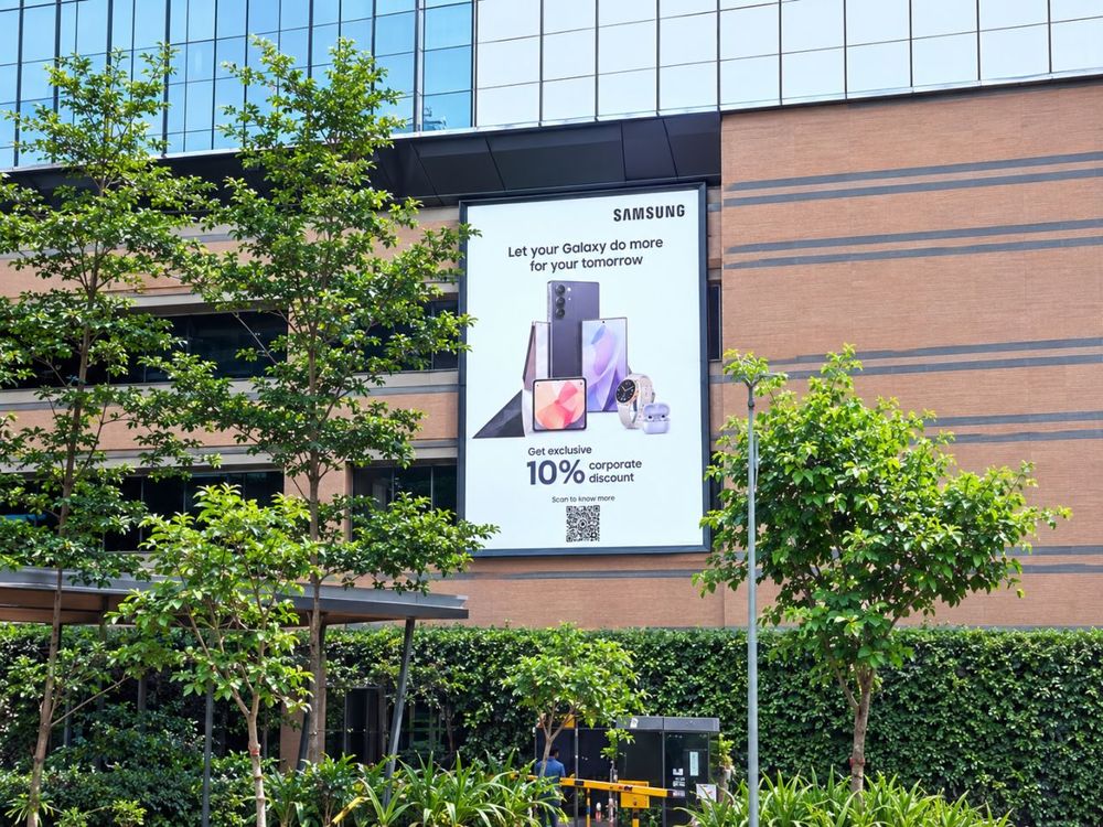 Samsung billboard on a tech park building